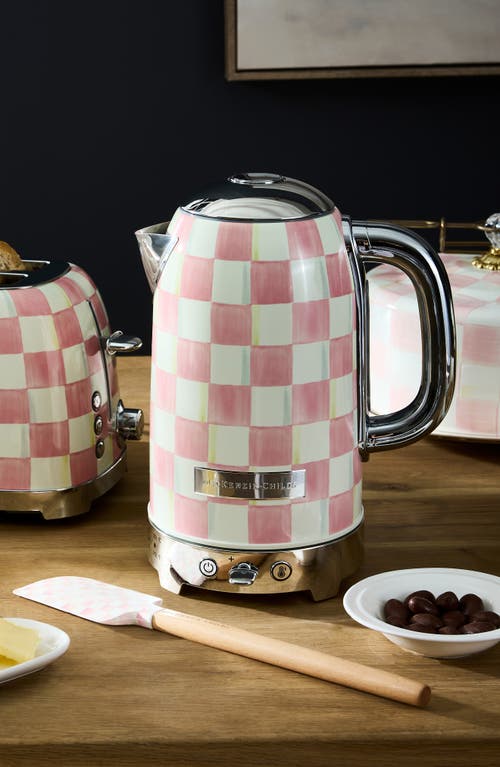 Mackenzie-childs Mackenzie Childs Courtly Check Electric Kettle In Pink