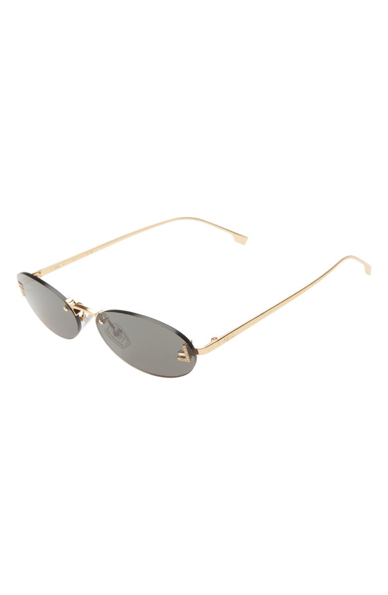 Fendi 'Fendi First 54mm Oval Sunglasses, Alternate, color, Shiny Endura Gold / Smoke