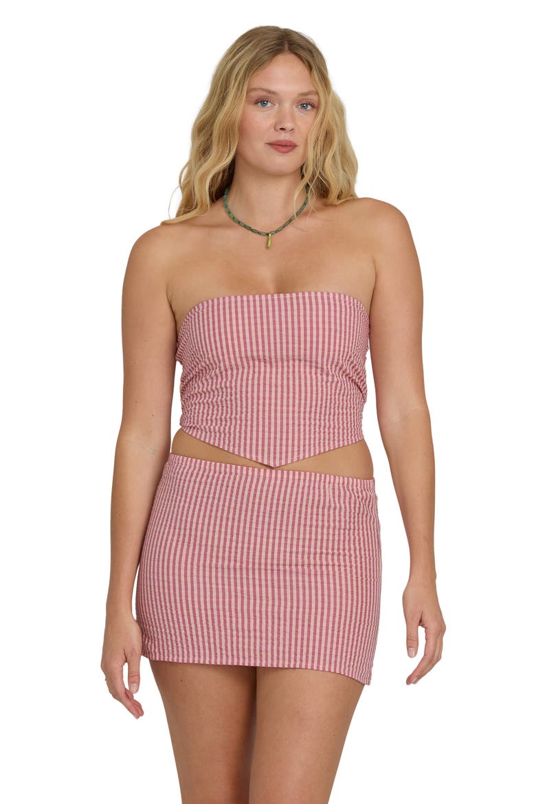 So Stripe Cotton Micro Miniskirt, Alternate, color, PINK SUNSET