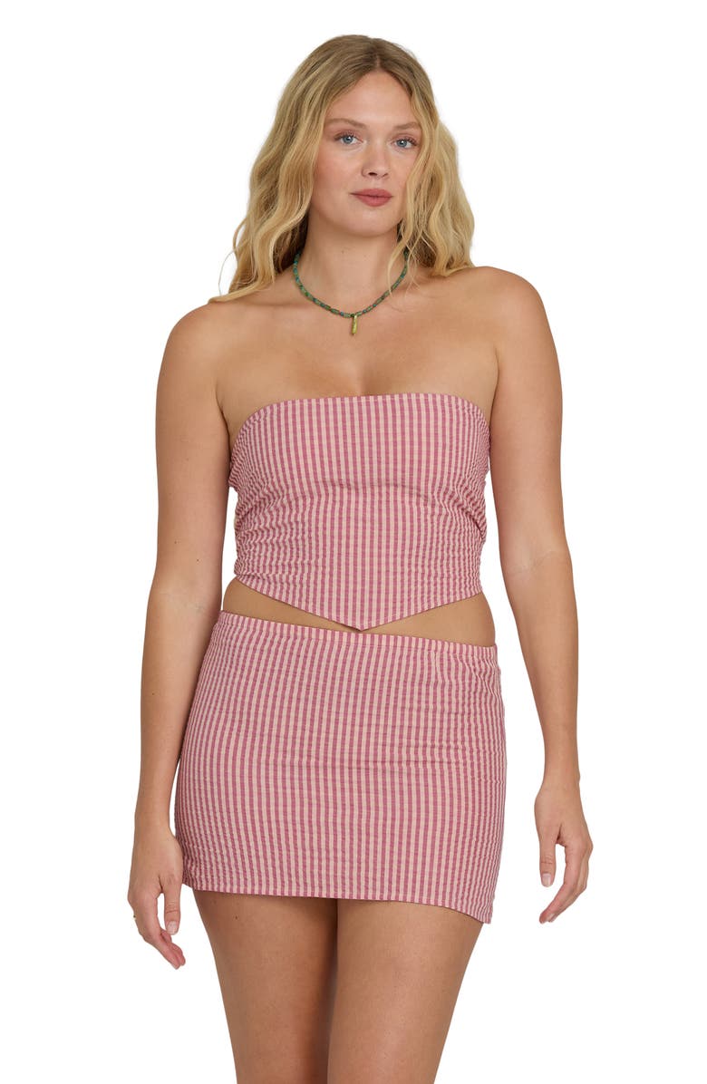 Billabong So Stripe Cotton Micro Miniskirt, Alternate, color, Pink Sunset