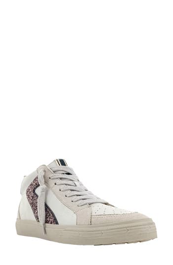 Shushop Sandy Mid Top Sneaker In Pewter Glitter