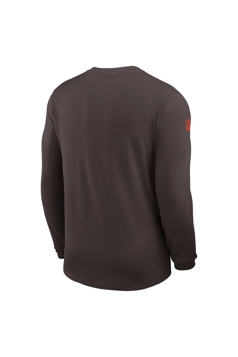 Men's Nike Brown Cleveland Browns Sideline Coach UV Performance Long Sleeve T-Shirt, Alternate, color, Brown