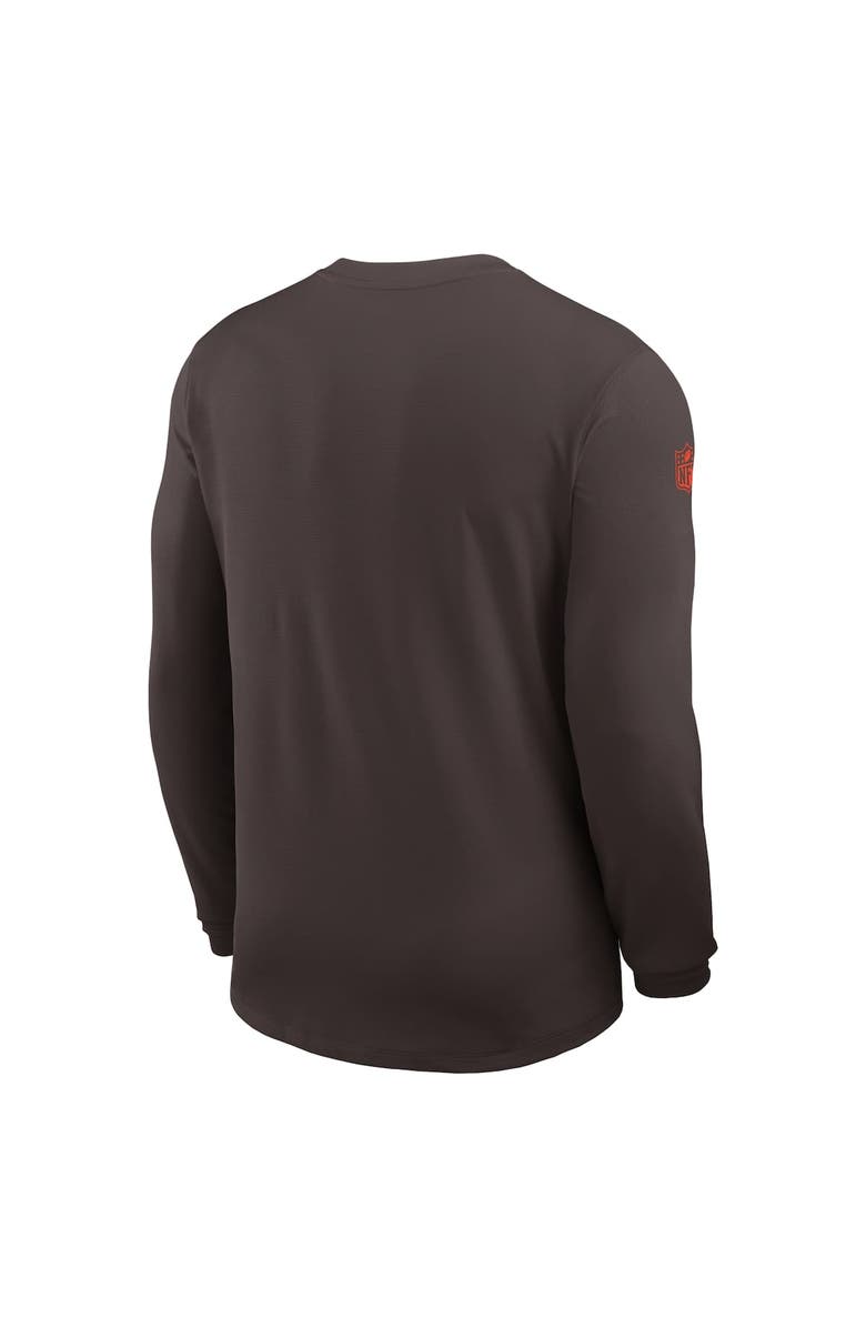 Nike Men's Nike Brown Cleveland Browns Sideline Coach UV Performance Long Sleeve T-Shirt, Alternate, color, Brown