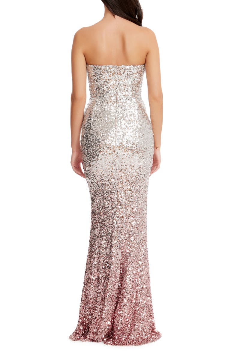 Fernanda Ombré Sequin Strapless Mermaid Gown, Alternate, color, BLUSH MULTI