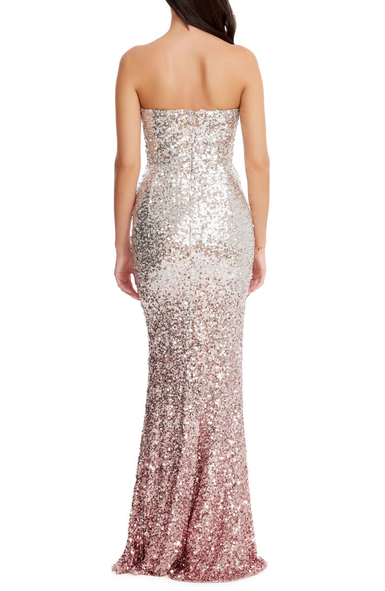 Dress the Population Fernanda Ombré Sequin Strapless Mermaid Gown, Alternate, color, Blush Multi