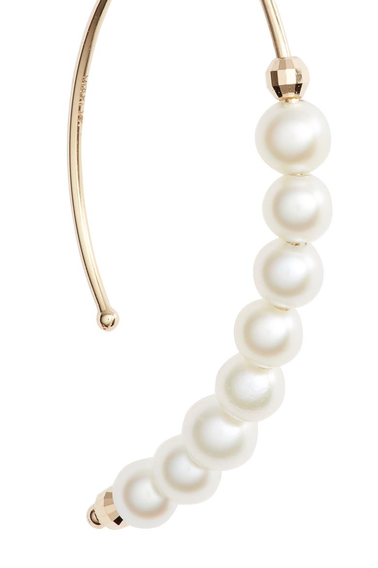Pearl Marquis Hoop Earrings, Alternate, color, GOLD/ PEARL