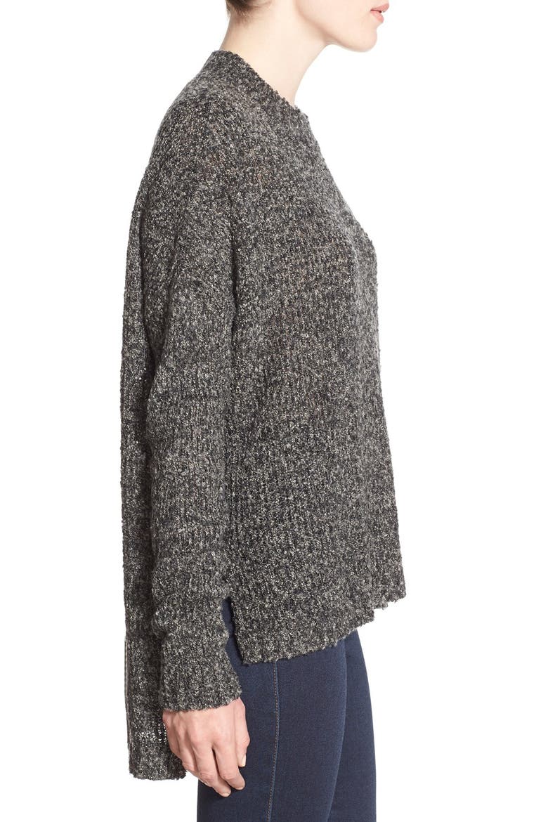 High/Low Slub Pullover, Alternate, color, BLACK