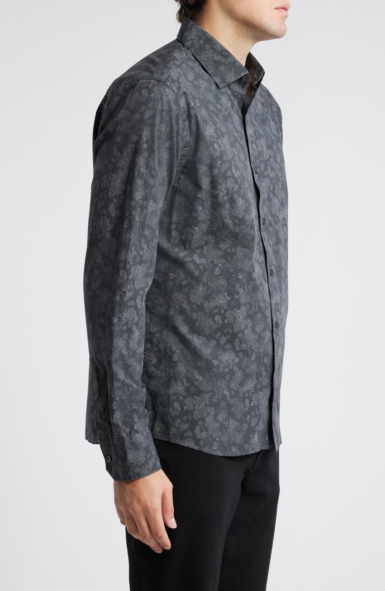 Robert Barakett Gideon Floral Button-Up Shirt, Alternate, color, Dark Grey