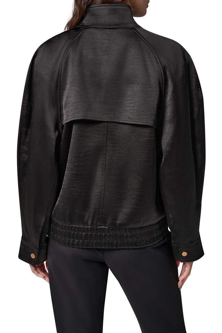 Satin Zip Front Jacket, Alternate, color, BLACK