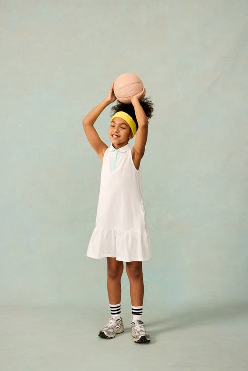 The Sunday Collective Girls' Sleeveless Play Polo Dress - Little Kid, Big Kid In White