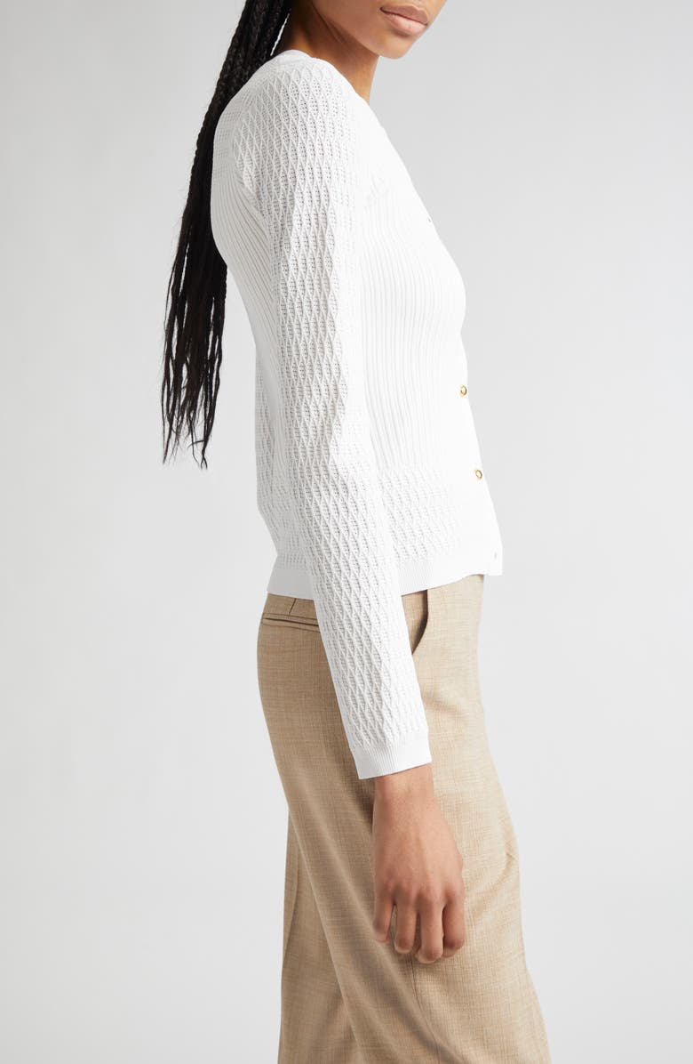 ST. JOHN Mixed Stitch Fine Gauge Cardigan, Alternate, color, Ivory