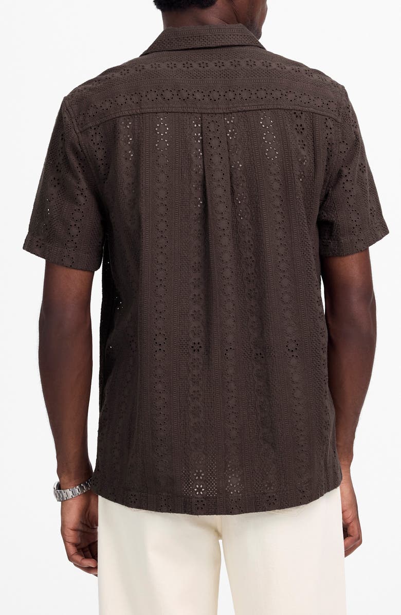 Madewell Short Sleeve Button-Up Shirt in Embroidered Cotton, Alternate, color, Soft Charcoal