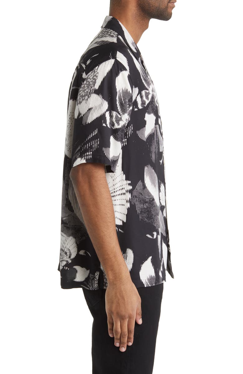 AllSaints Frequency Floral Short Sleeve Button-Up Camp Shirt, Alternate, color,