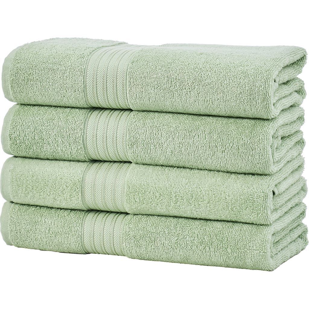 Woven & Weft 4-piece Cotton Bath Towels In Green