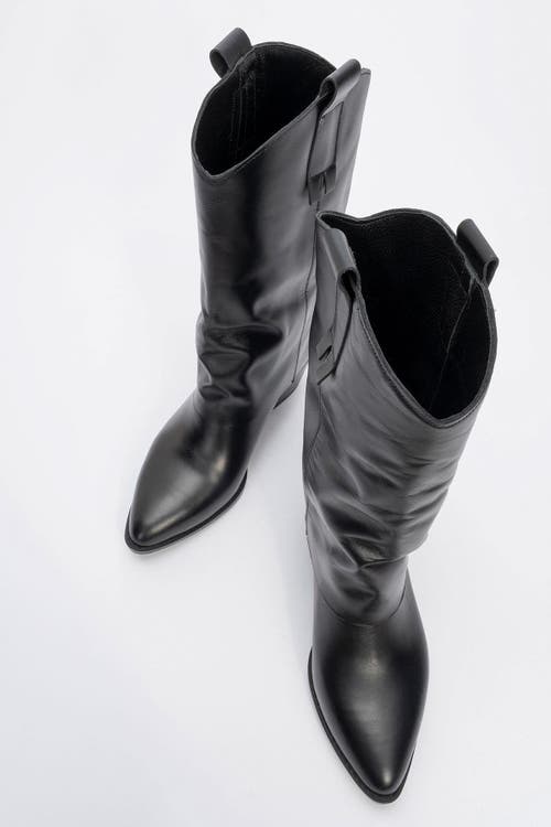 Forever & Always Shoes Teodora Leather Block Heel Boot In Black