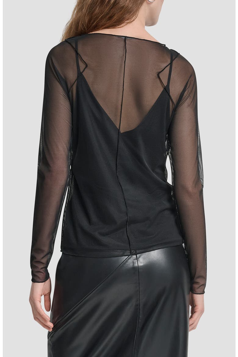 Exposed Seam Mesh Top, Alternate, color, BLACK