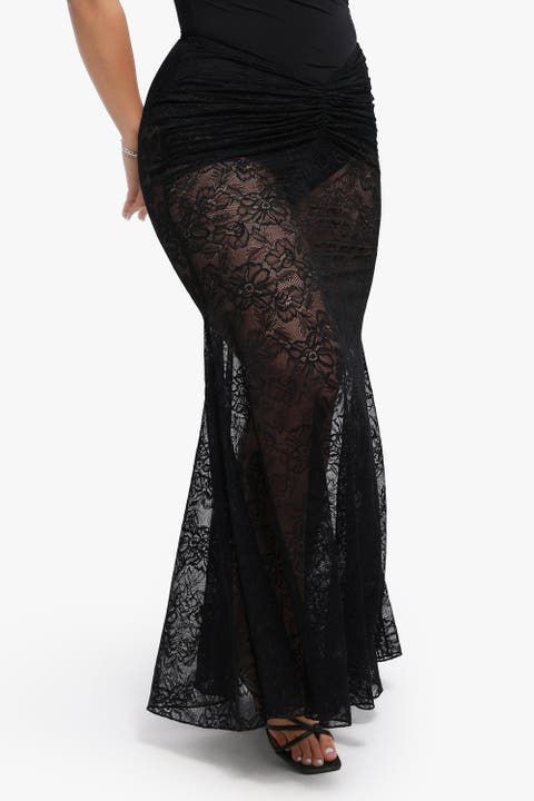 Lace Fishtail Coverup Maxi Mermaid Skirt