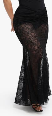 Popilush Shapewear Lace Fishtail Coverup Maxi Skirt