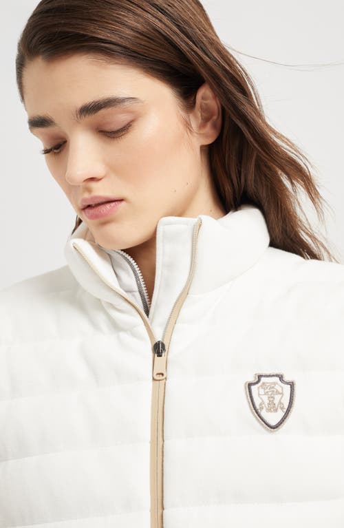 Brunello Cucinelli Quilted High Collar Sleeveless Jacket In White