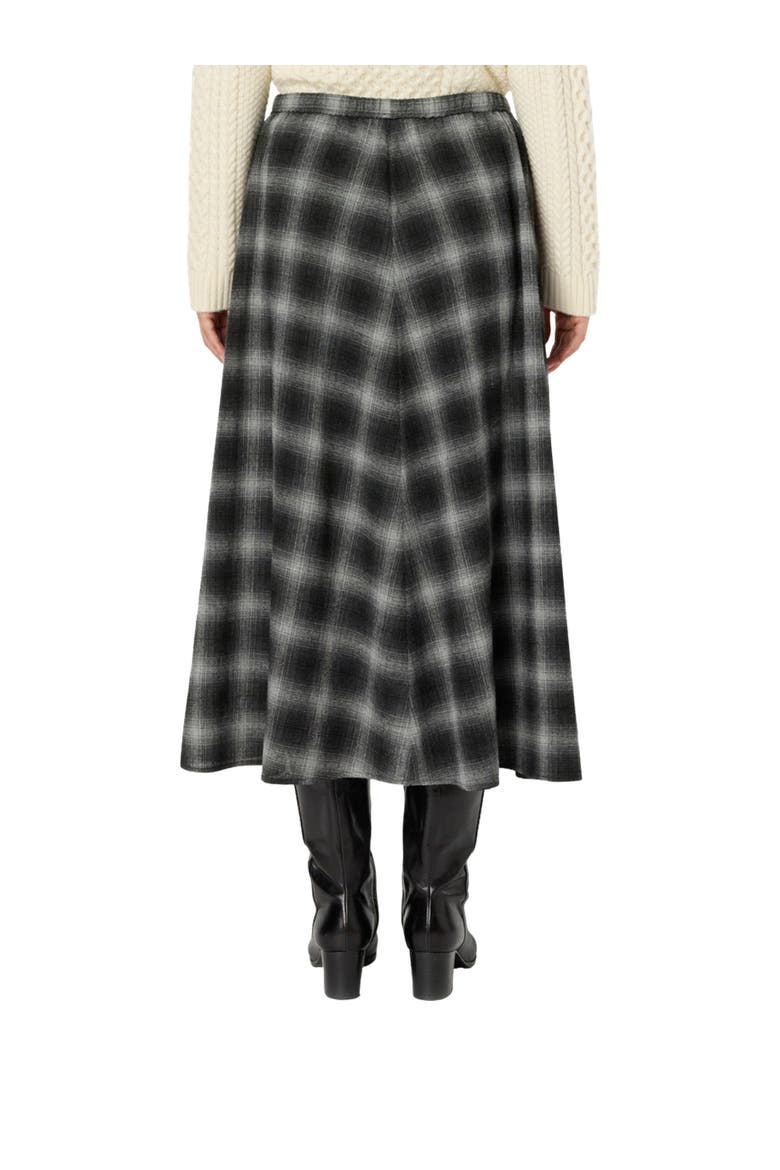 Basma Checked Midi Skirt, Alternate, color, Medium Gray