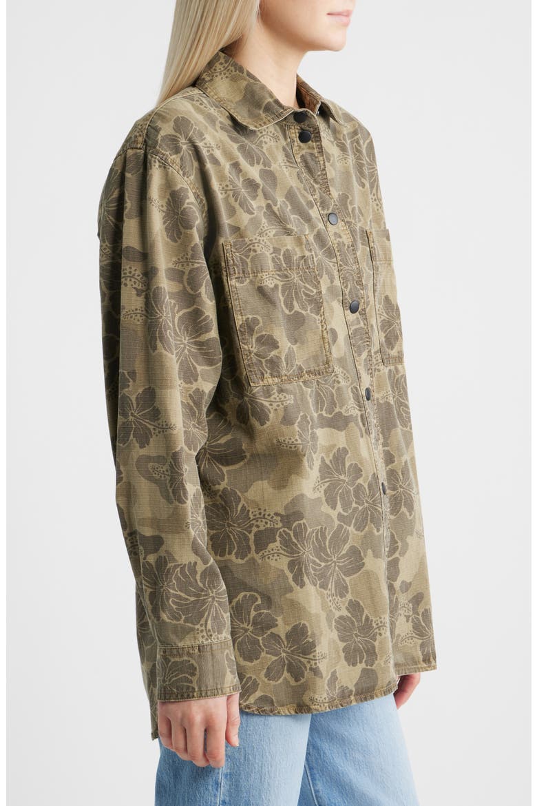 Paradise Camo Cotton Button-Up Shirt, Alternate, color, KHAKI