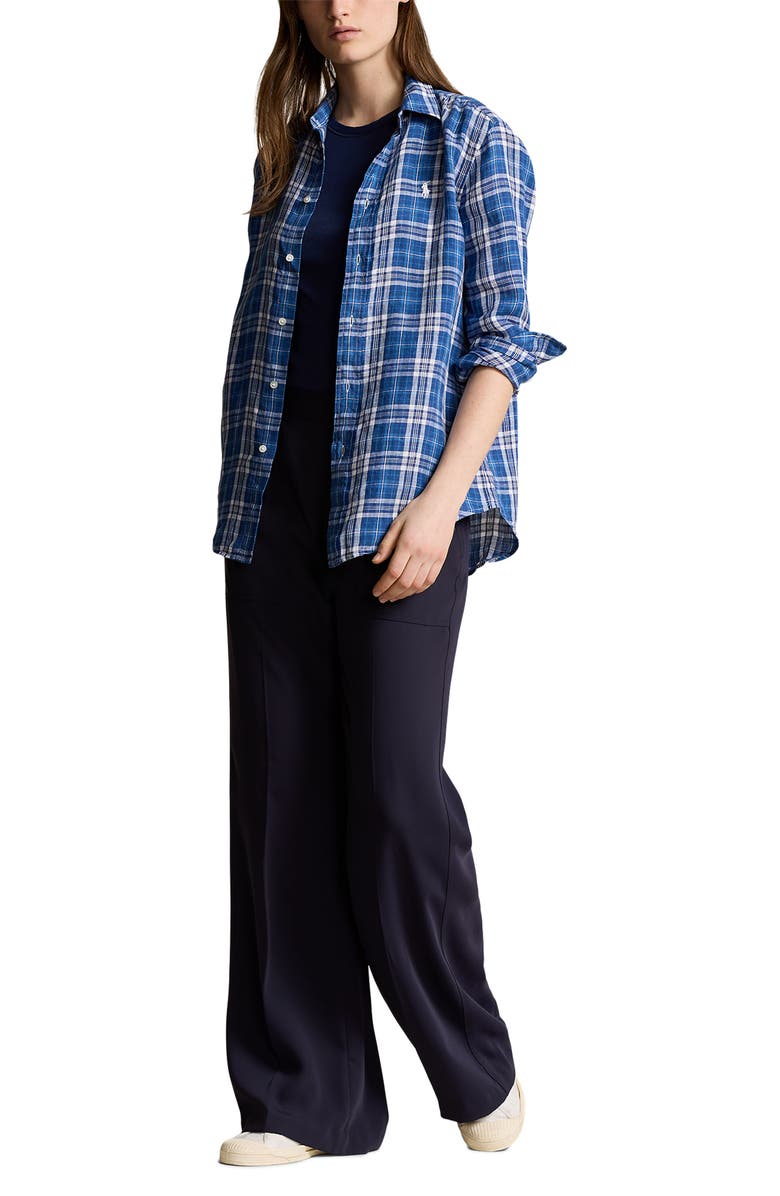 Polo Ralph Lauren Plaid Linen Button-Up Shirt, Alternate, color, 