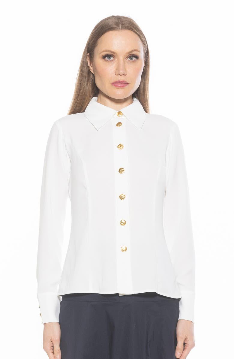 Alexia Admor Leland Button-Up Shirt, Alternate, color, Ivory