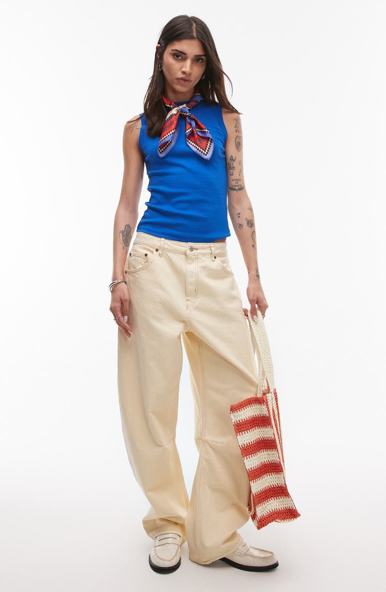 Topshop Stretch Cotton Tank Top, Alternate, color, 