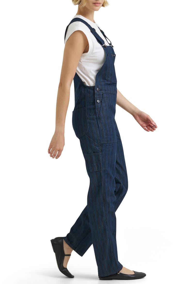 Slim Straight Hickory Striped Overalls, Alternate, color, HICKORY RINSE