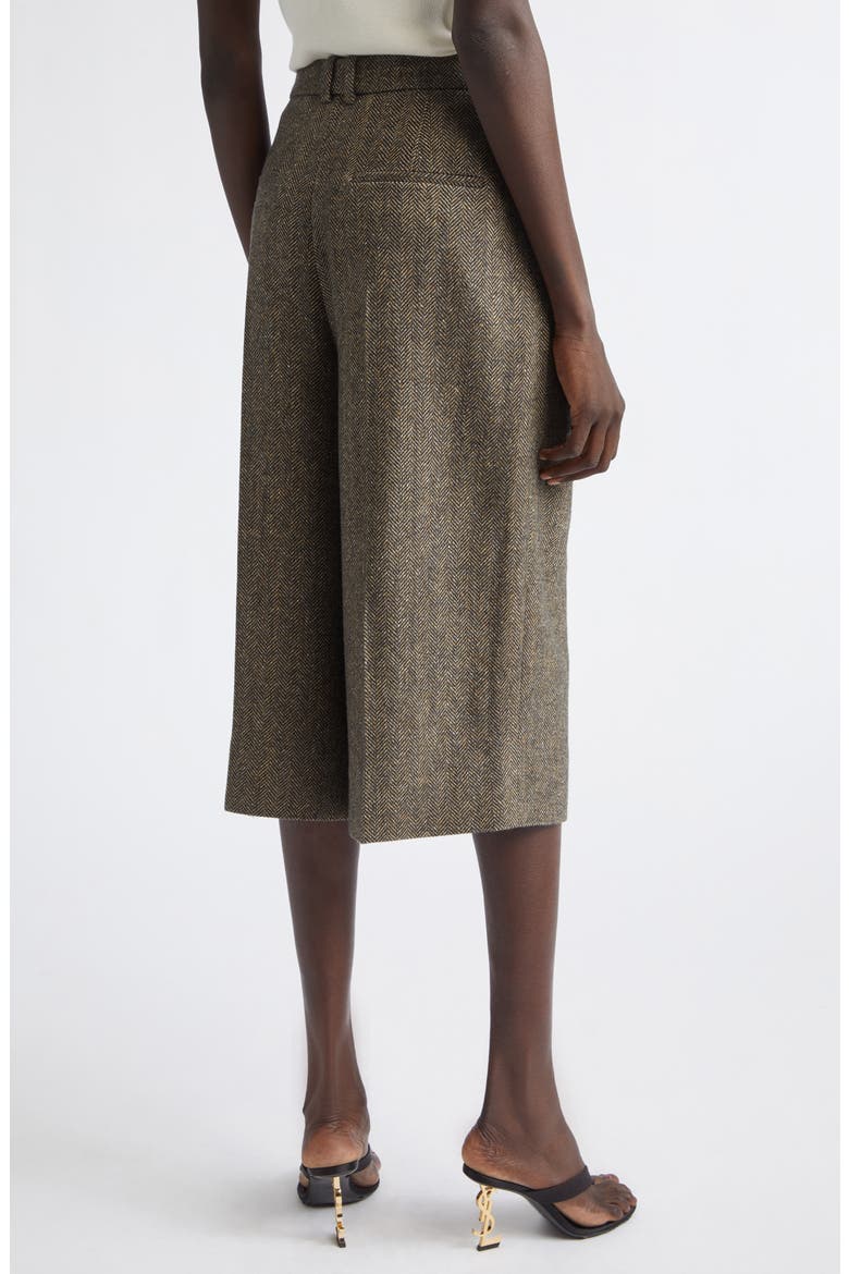 Wool Herringbone Culottes, Alternate, color, BROWN