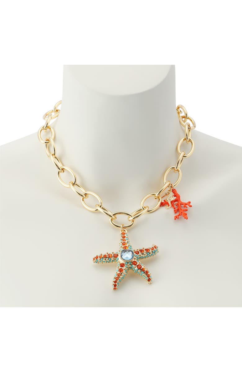 Betsey Johnson Short Starfish Pendant Necklace, Alternate, color,