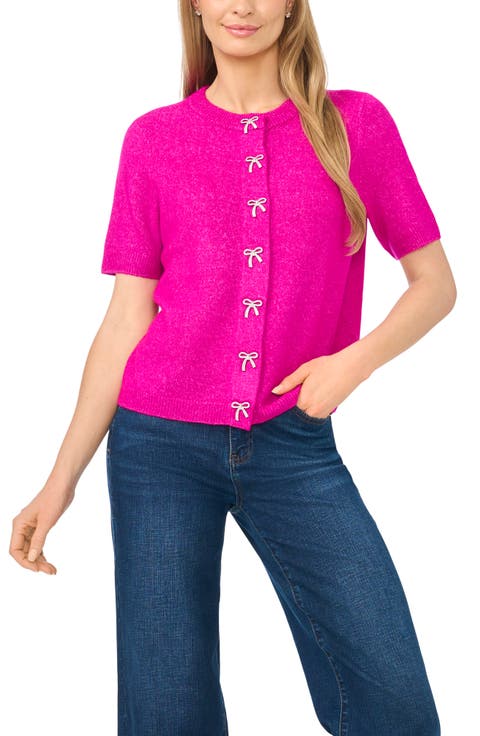 Bow Detail Short Sleeve Cardigan