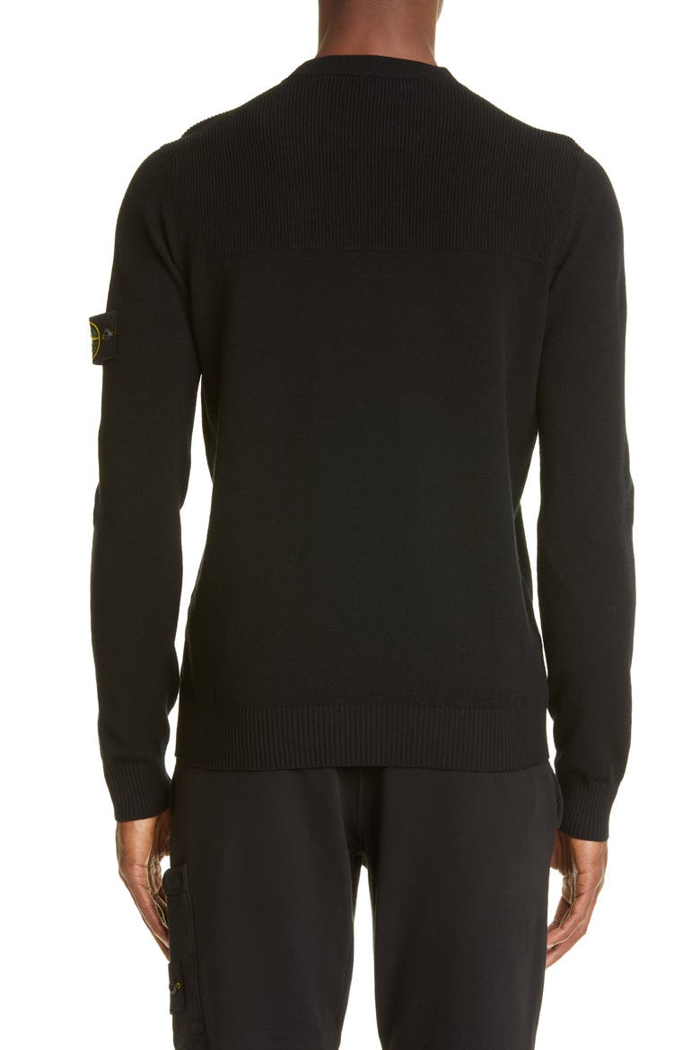 Logo Patch Wool Blend Sweatshirt, Alternate, color, BLACK