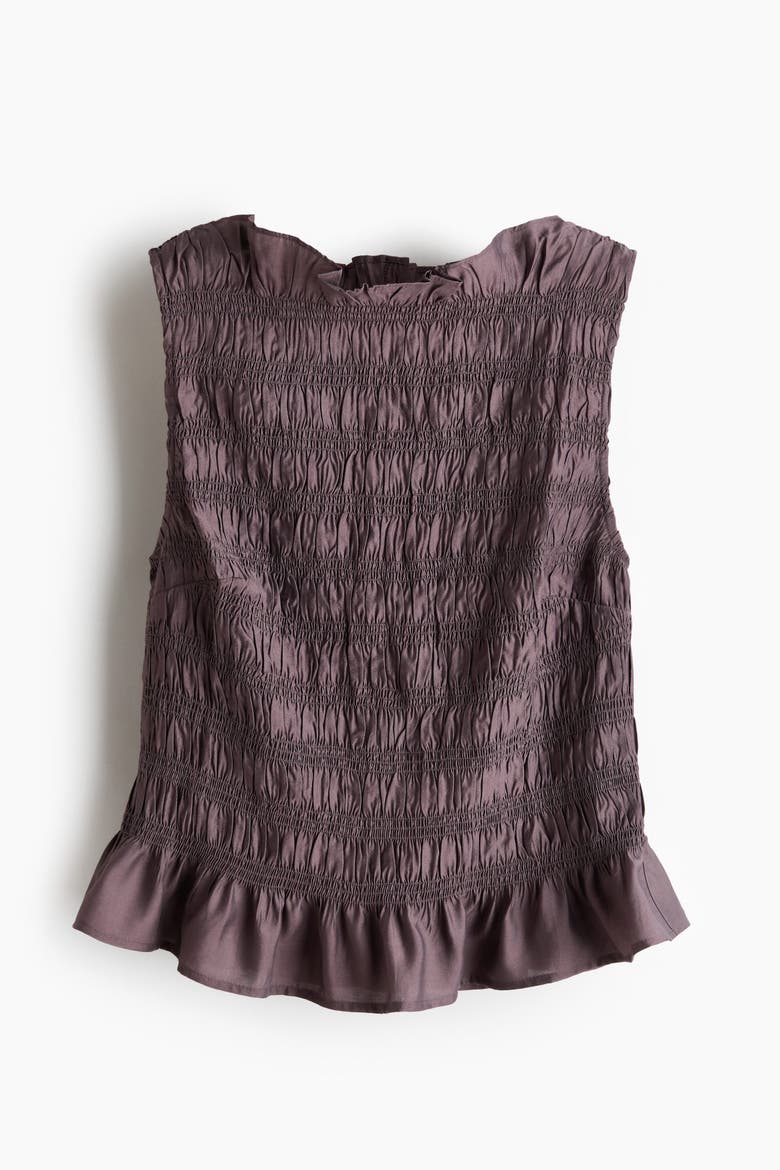 Smocked Top, Alternate, color, Dusty purple