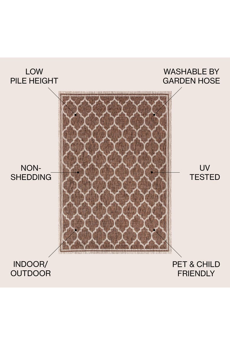 Trebol Moroccan Trellis Textured Weave Indoor/Outdoor Area Rug, Alternate, color, Espresso/Taupe