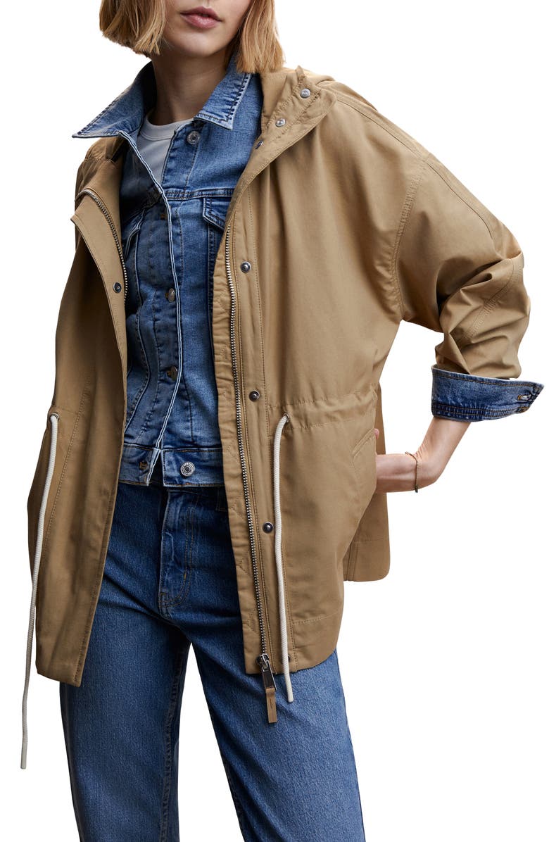 MANGO Split Pocket Hooded Water Repellent Jacket, Main, color,