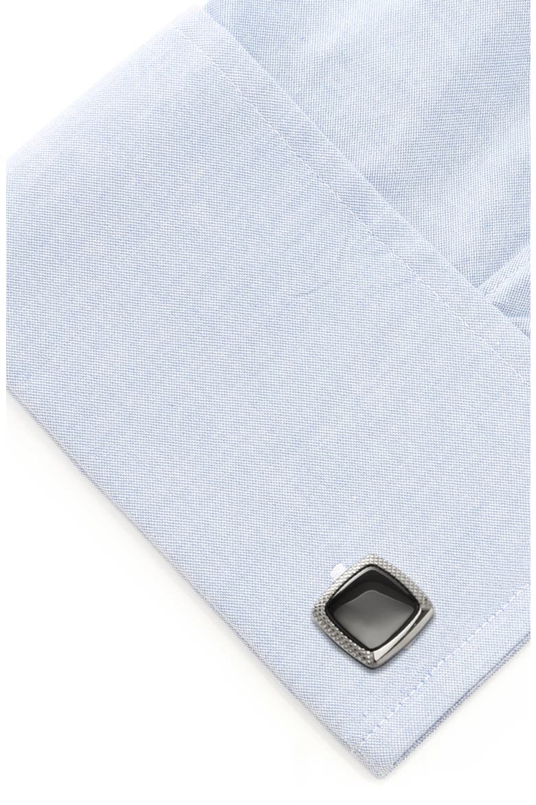 Onyx Cushion Cuff Links, Alternate, color, SILVER