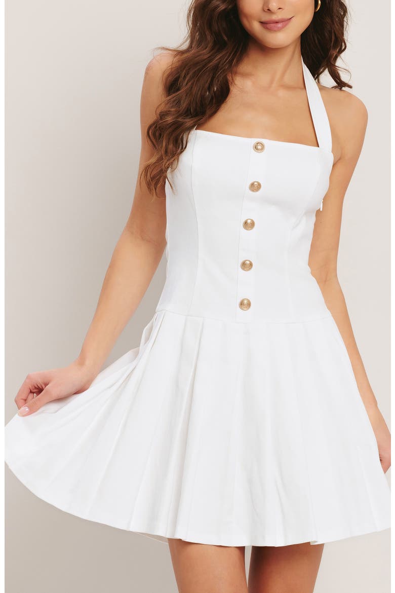 Halter Denim Minidress, Alternate, color, WHITE DENIM