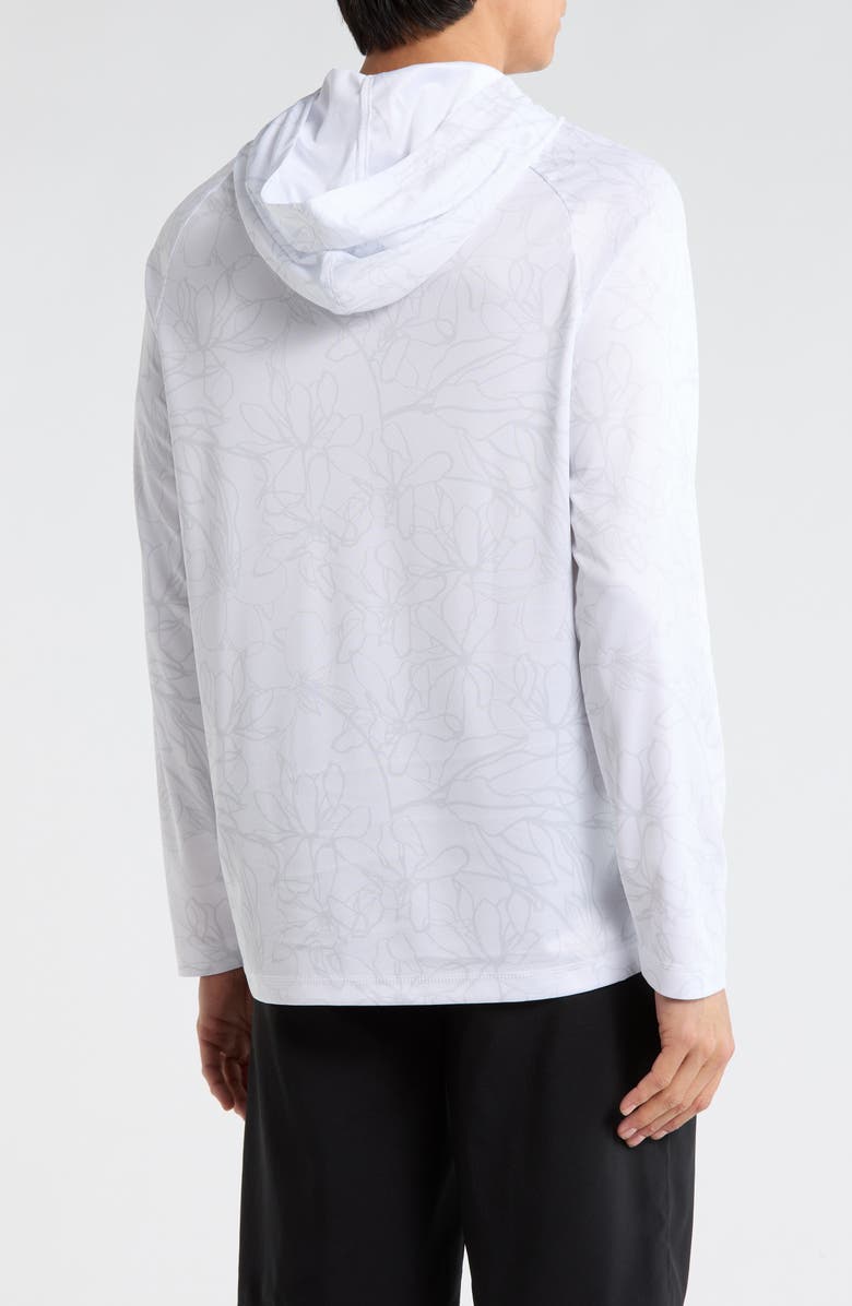 Hurley Floral Lines UPF 50+ Long Sleeve Hooded Swim Shirt, Alternate, color, White