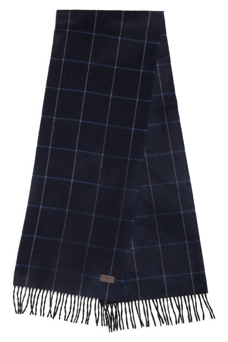 Windowpane Cashmere Scarf, Alternate, color, NAVY