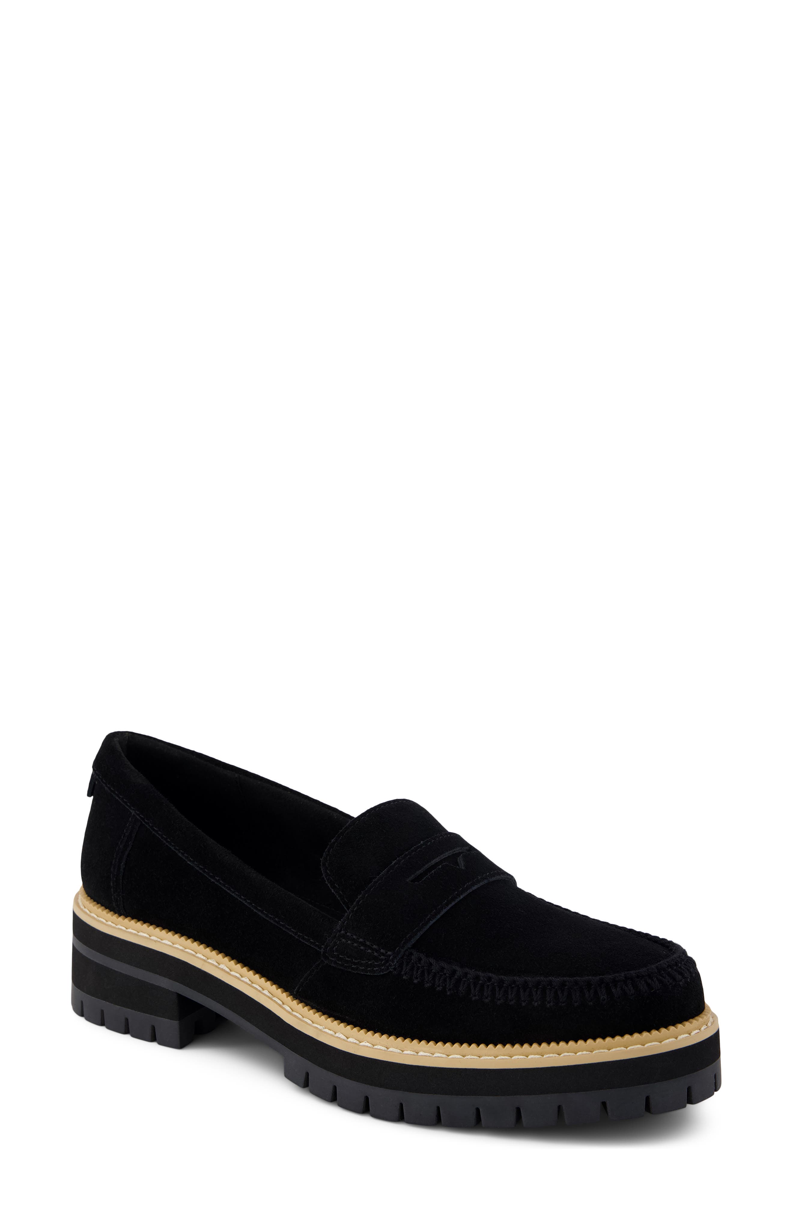 Cara Platform Penny Loafer, Main, color, BLACK
