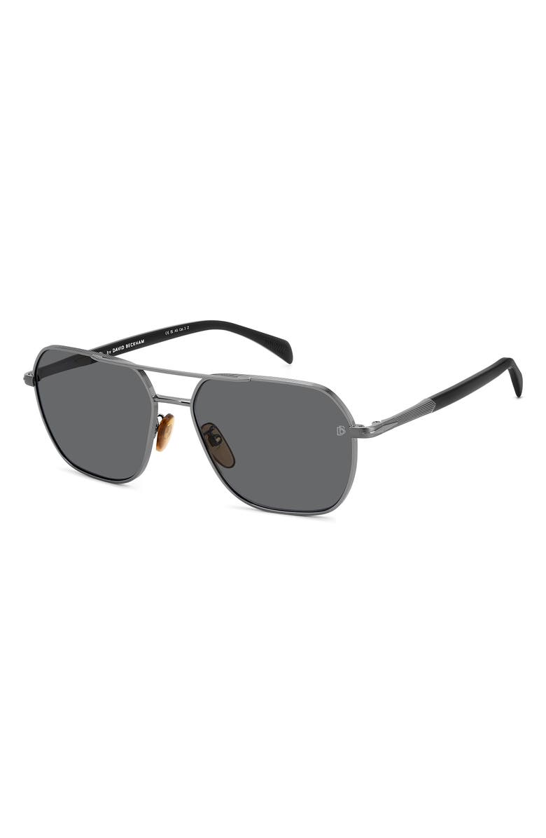 David Beckham Eyewear 59mm Aviator Sunglasses, Alternate, color, Dark Ruthenium Black