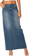 EDIKTED Elowyn Denim Maxi Skirt with Back Slit Detail