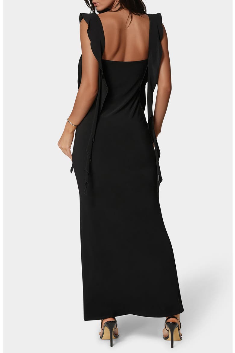 Cascade Ruffle Sleeveless Jersey Maxi Dress, Alternate, color, BLACK