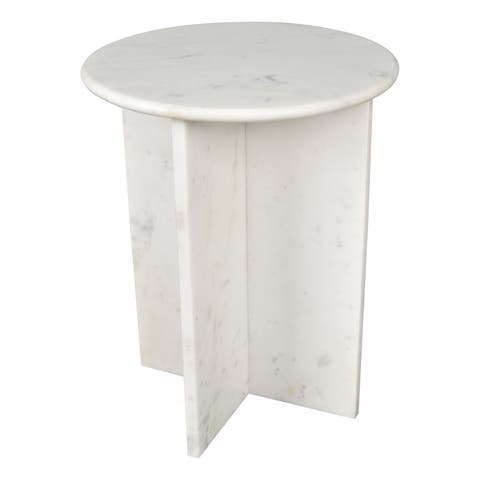 Javier 17.75" Contemporary Natural Marble Handmade X-Shaped End Table
