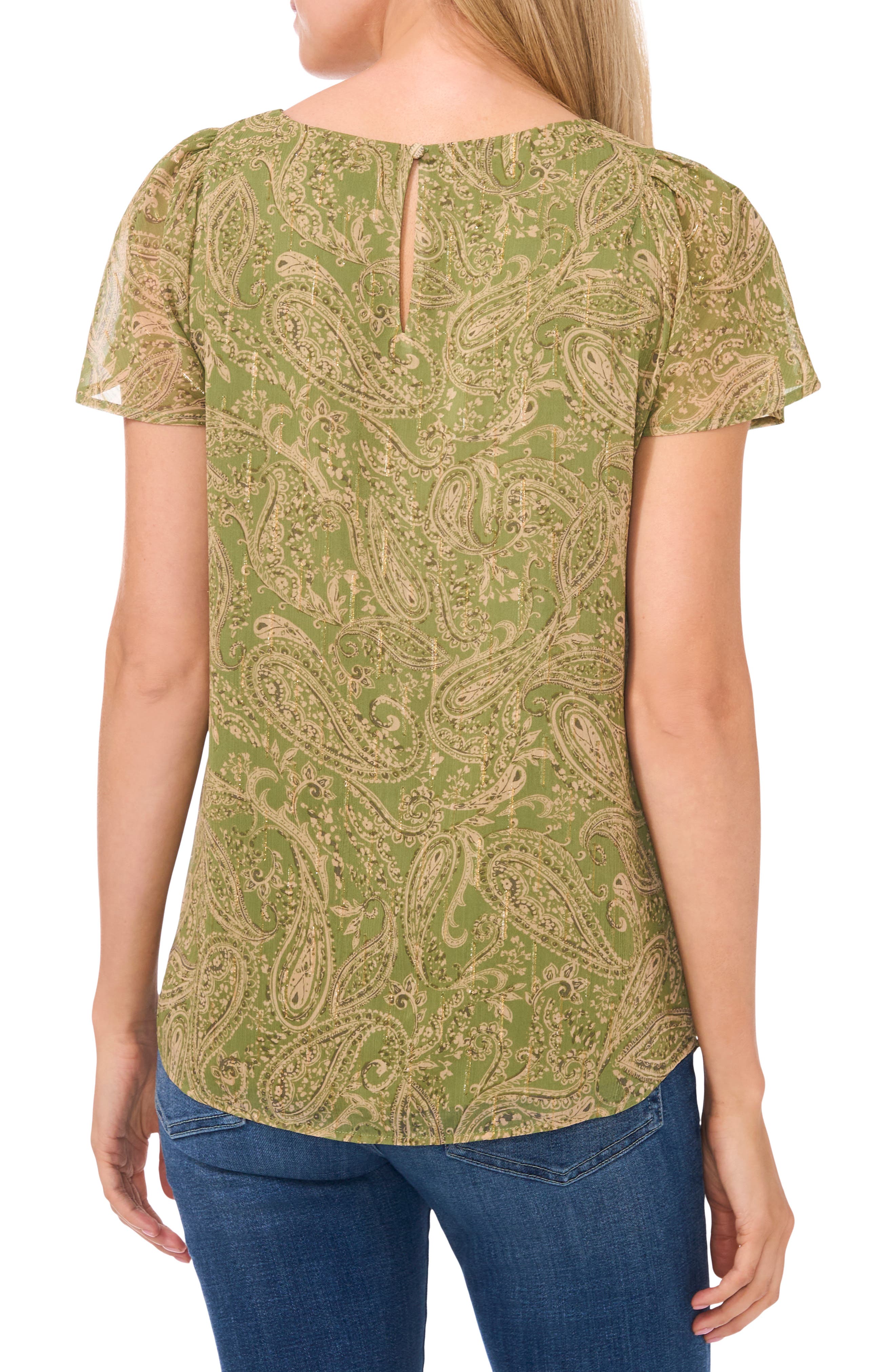 Print Flutter Sleeve Top - image 2