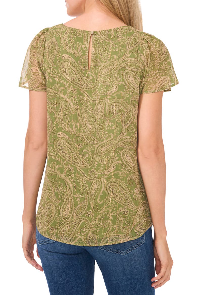 Print Flutter Sleeve Top, Alternate, color, GREEN