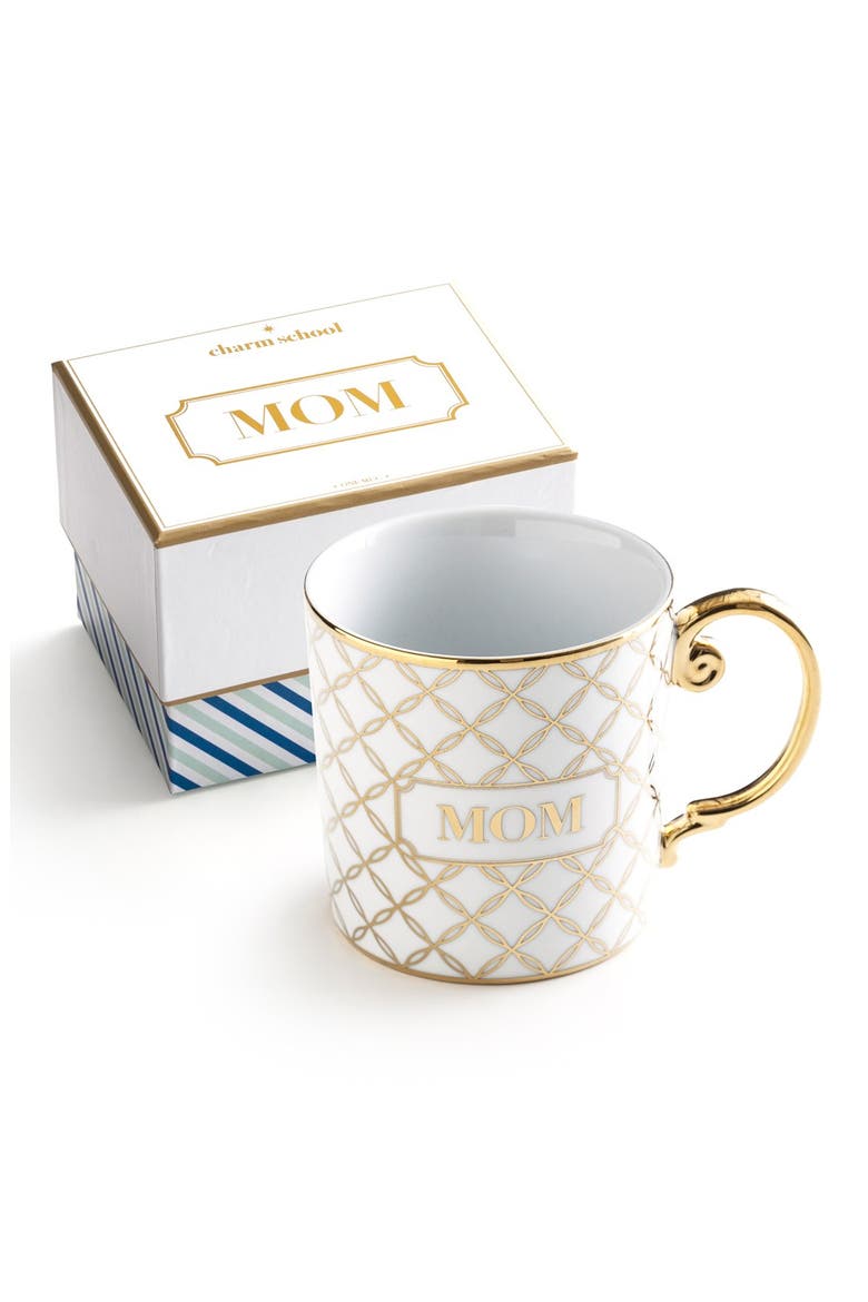 'Mom' Porcelain Coffee Mug, Main, color, WHITE/ GOLD