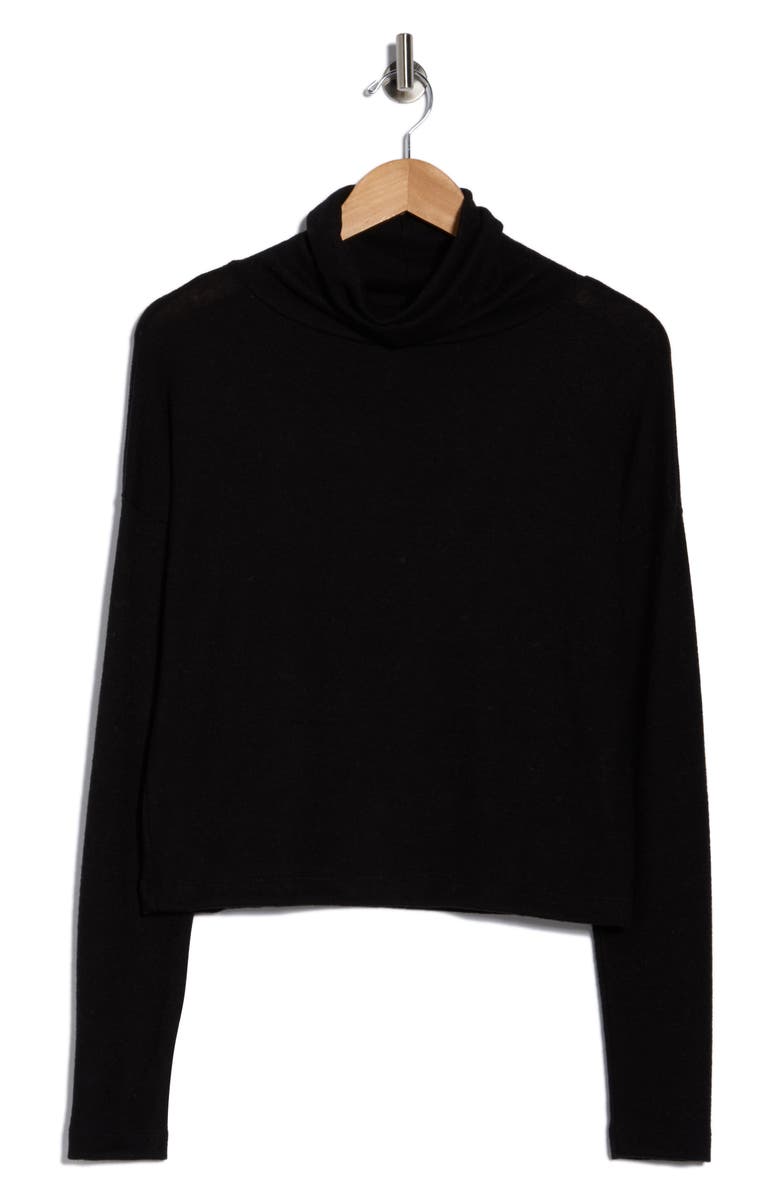 Renee C Cowl Neck Brushed Knit Crop Pullover, Alternate, color, Black
