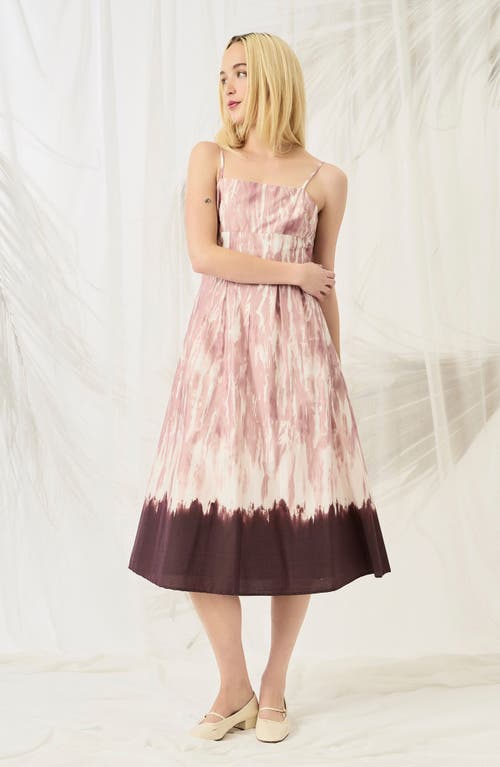 Luxely Pleated Cotton Blend Poplin Dress In Cream/adobe Rose